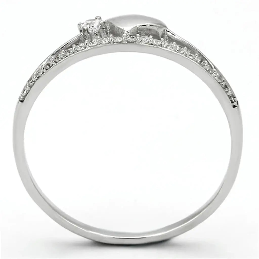 TS111 - Rhodium 925 Sterling Silver Ring with AAA Grade CZ in Clear - Alamode - Flyclothing LLC