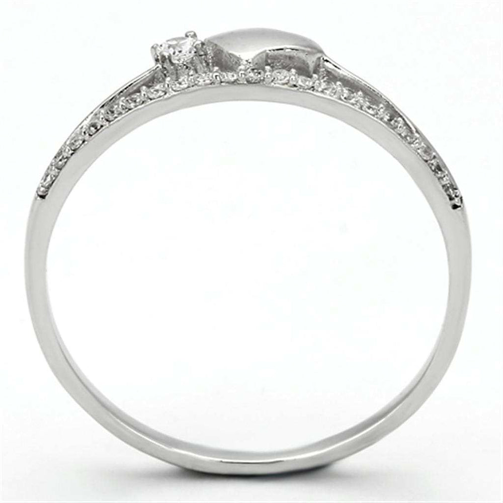 TS111 - Rhodium 925 Sterling Silver Ring with AAA Grade CZ in Clear - Alamode - Flyclothing LLC