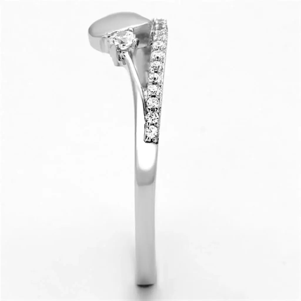 TS111 - Rhodium 925 Sterling Silver Ring with AAA Grade CZ in Clear - Alamode - Flyclothing LLC