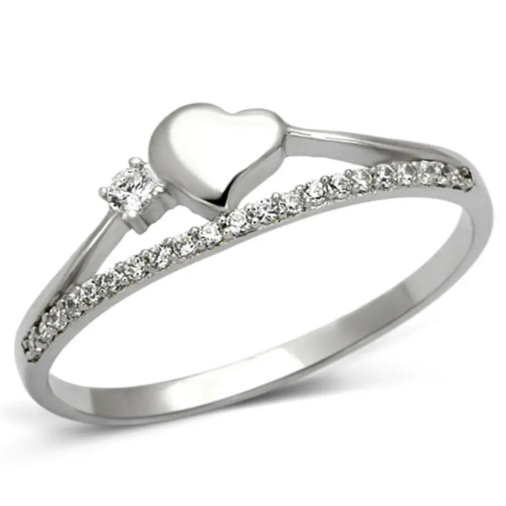 TS111 - Rhodium 925 Sterling Silver Ring with AAA Grade CZ in Clear - Alamode - Flyclothing LLC