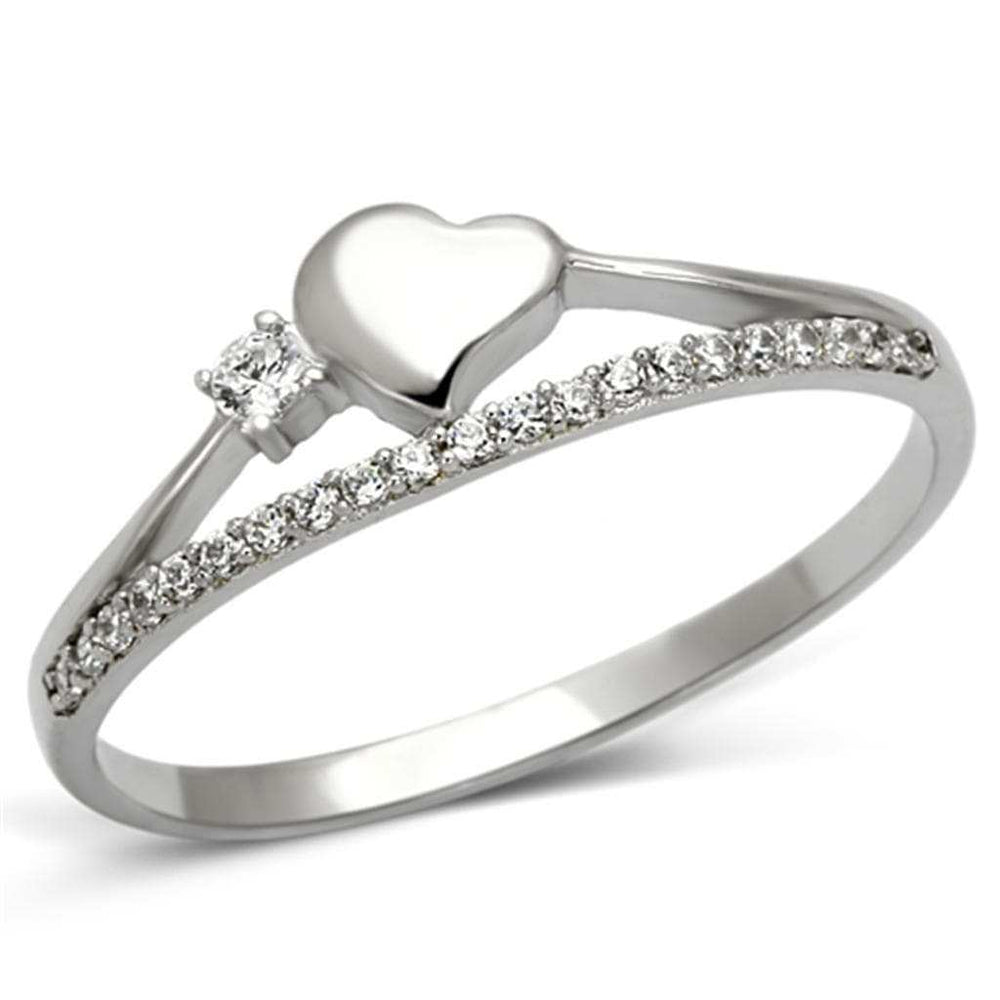 TS111 - Rhodium 925 Sterling Silver Ring with AAA Grade CZ in Clear - Alamode - Flyclothing LLC