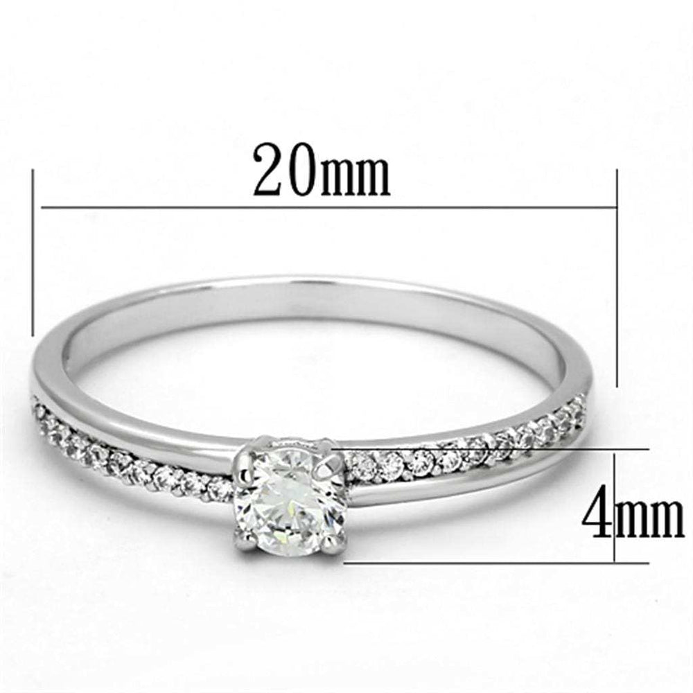 TS112 - Rhodium 925 Sterling Silver Ring with AAA Grade CZ in Clear - Alamode - Flyclothing LLC