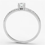 TS112 - Rhodium 925 Sterling Silver Ring with AAA Grade CZ  in Clear - Alamode