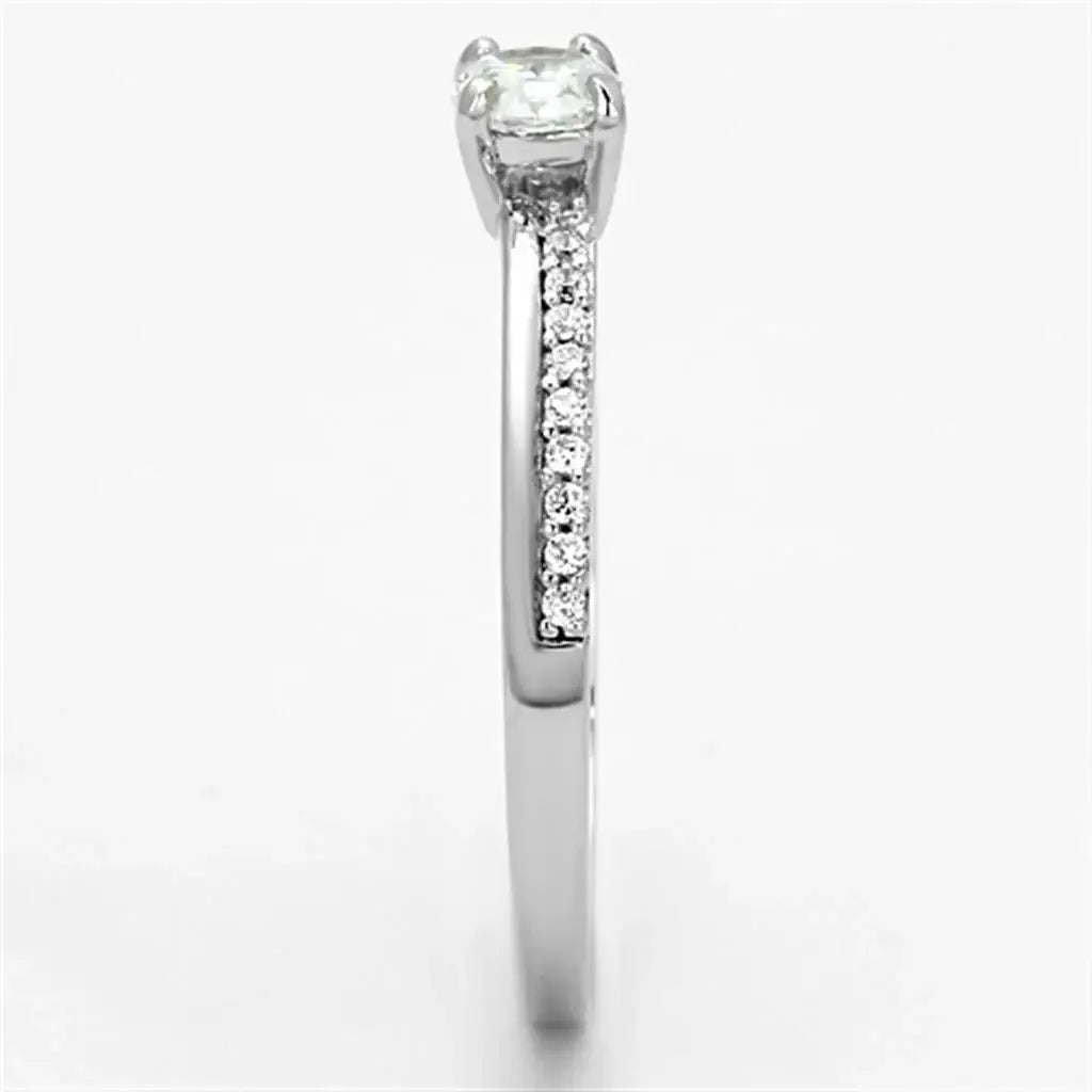 TS112 - Rhodium 925 Sterling Silver Ring with AAA Grade CZ in Clear - Alamode - Flyclothing LLC