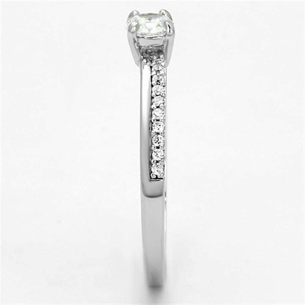 TS112 - Rhodium 925 Sterling Silver Ring with AAA Grade CZ in Clear - Alamode - Flyclothing LLC