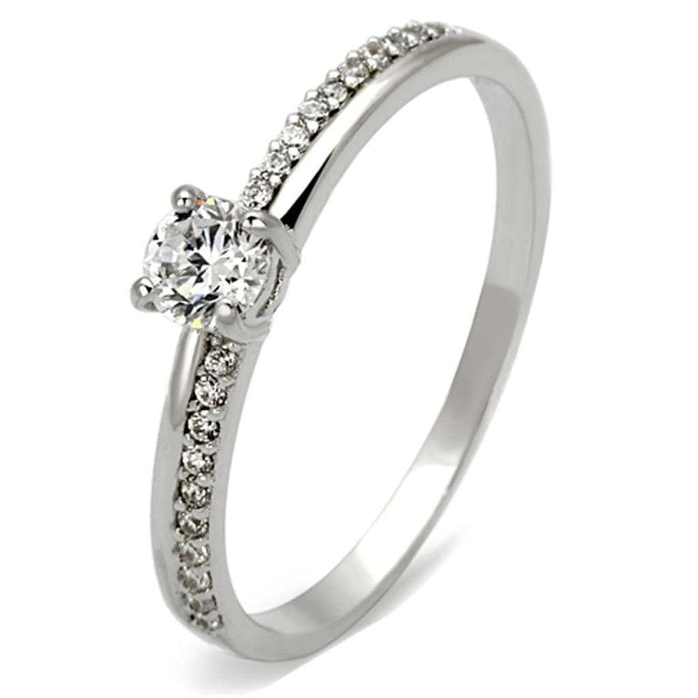 TS112 - Rhodium 925 Sterling Silver Ring with AAA Grade CZ in Clear - Alamode - Flyclothing LLC