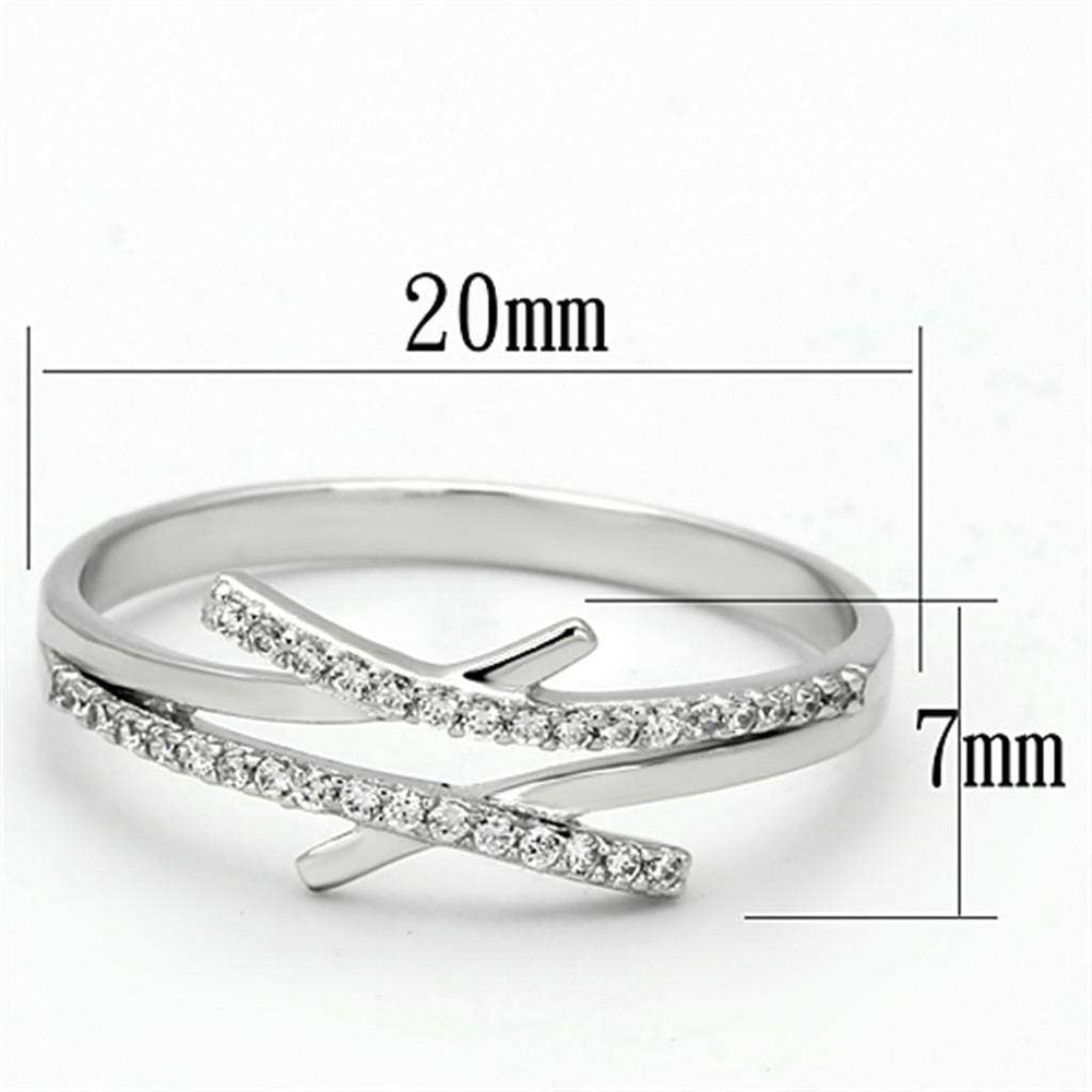 TS113 - Rhodium 925 Sterling Silver Ring with AAA Grade CZ in Clear - Alamode - Flyclothing LLC