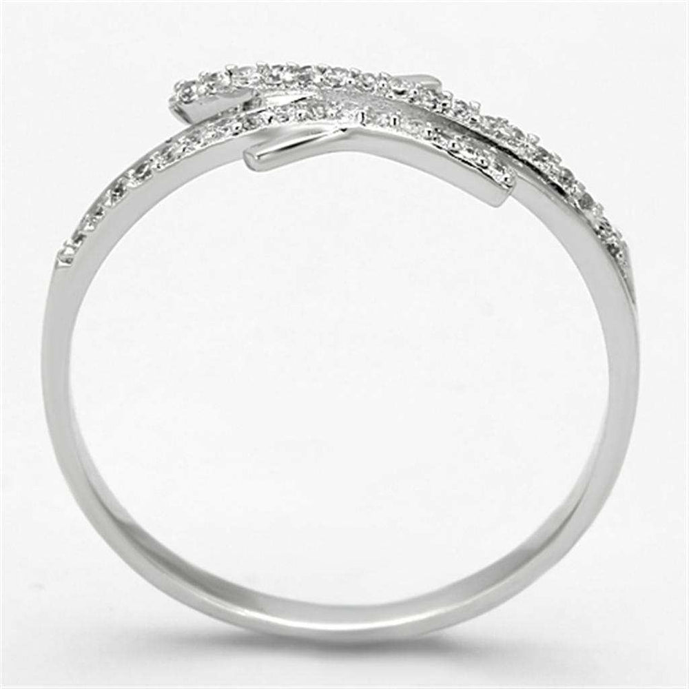 TS113 - Rhodium 925 Sterling Silver Ring with AAA Grade CZ in Clear - Alamode - Flyclothing LLC