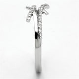 TS113 - Rhodium 925 Sterling Silver Ring with AAA Grade CZ  in Clear - Alamode