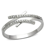 TS113 - Rhodium 925 Sterling Silver Ring with AAA Grade CZ in Clear - Alamode - Flyclothing LLC