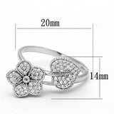 TS114 - Rhodium 925 Sterling Silver Ring with AAA Grade CZ  in Clear - Alamode