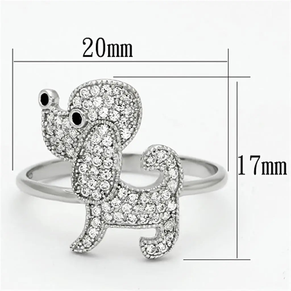TS115 - Rhodium 925 Sterling Silver Ring with AAA Grade CZ in Black Diamond - Alamode - Flyclothing LLC