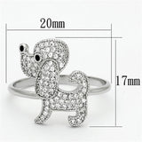 TS115 - Rhodium 925 Sterling Silver Ring with AAA Grade CZ  in Black Diamond