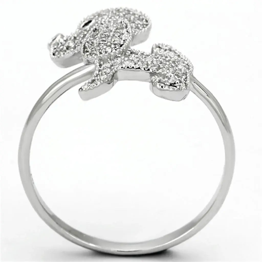 TS115 - Rhodium 925 Sterling Silver Ring with AAA Grade CZ in Black Diamond - Alamode - Flyclothing LLC