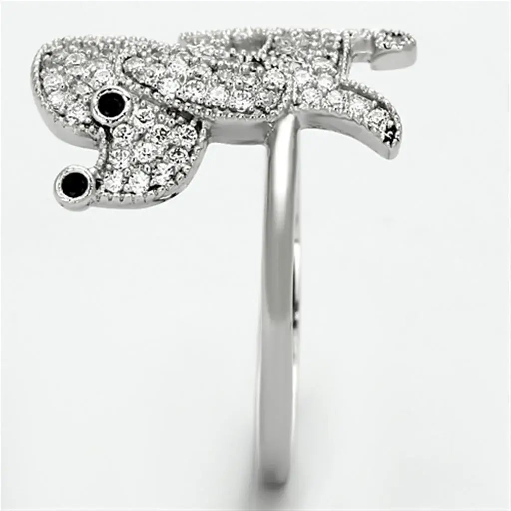 TS115 - Rhodium 925 Sterling Silver Ring with AAA Grade CZ in Black Diamond - Alamode - Flyclothing LLC