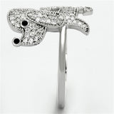 TS115 - Rhodium 925 Sterling Silver Ring with AAA Grade CZ  in Black Diamond - Alamode