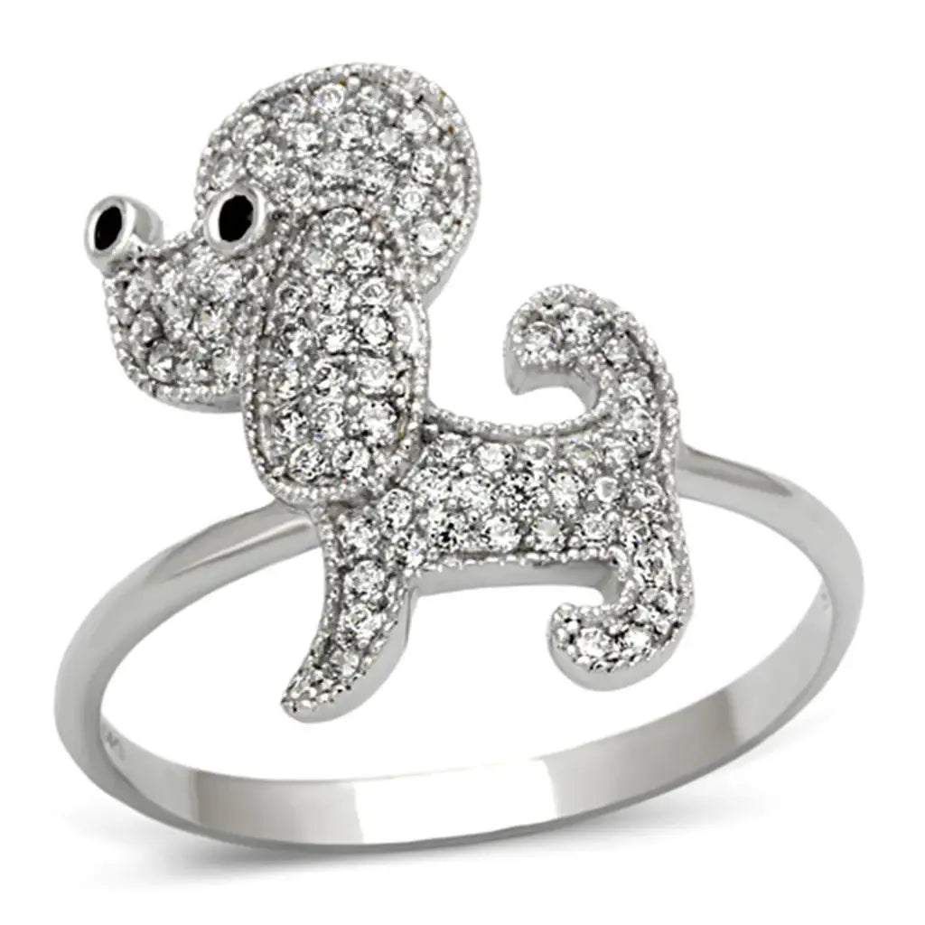 TS115 - Rhodium 925 Sterling Silver Ring with AAA Grade CZ in Black Diamond - Alamode - Flyclothing LLC