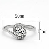 TS116 - Rhodium 925 Sterling Silver Ring with AAA Grade CZ  in Clear - Alamode