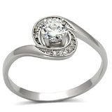 TS116 - Rhodium 925 Sterling Silver Ring with AAA Grade CZ in Clear - Alamode - Flyclothing LLC