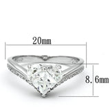 TS118 - Rhodium 925 Sterling Silver Ring with AAA Grade CZ  in Clear - Alamode