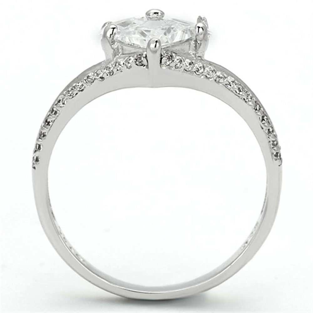 TS118 - Rhodium 925 Sterling Silver Ring with AAA Grade CZ in Clear - Alamode - Flyclothing LLC