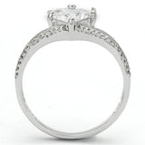 TS118 - Rhodium 925 Sterling Silver Ring with AAA Grade CZ  in Clear - Alamode