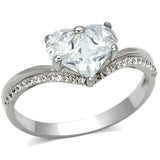 TS118 - Rhodium 925 Sterling Silver Ring with AAA Grade CZ in Clear - Alamode - Flyclothing LLC