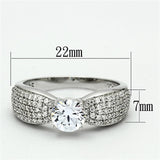 TS119 - Rhodium 925 Sterling Silver Ring with AAA Grade CZ  in Clear - Alamode