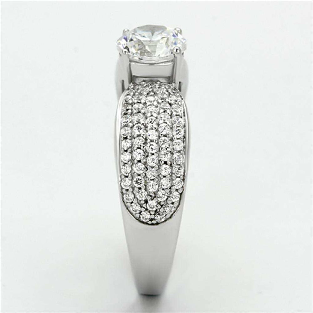 TS119 - Rhodium 925 Sterling Silver Ring with AAA Grade CZ in Clear - Alamode - Flyclothing LLC