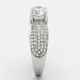 TS119 - Rhodium 925 Sterling Silver Ring with AAA Grade CZ  in Clear - Alamode