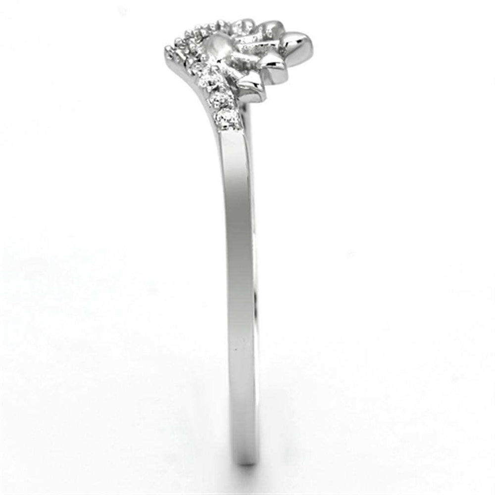 TS120 - Rhodium 925 Sterling Silver Ring with AAA Grade CZ in Clear - Alamode - Flyclothing LLC