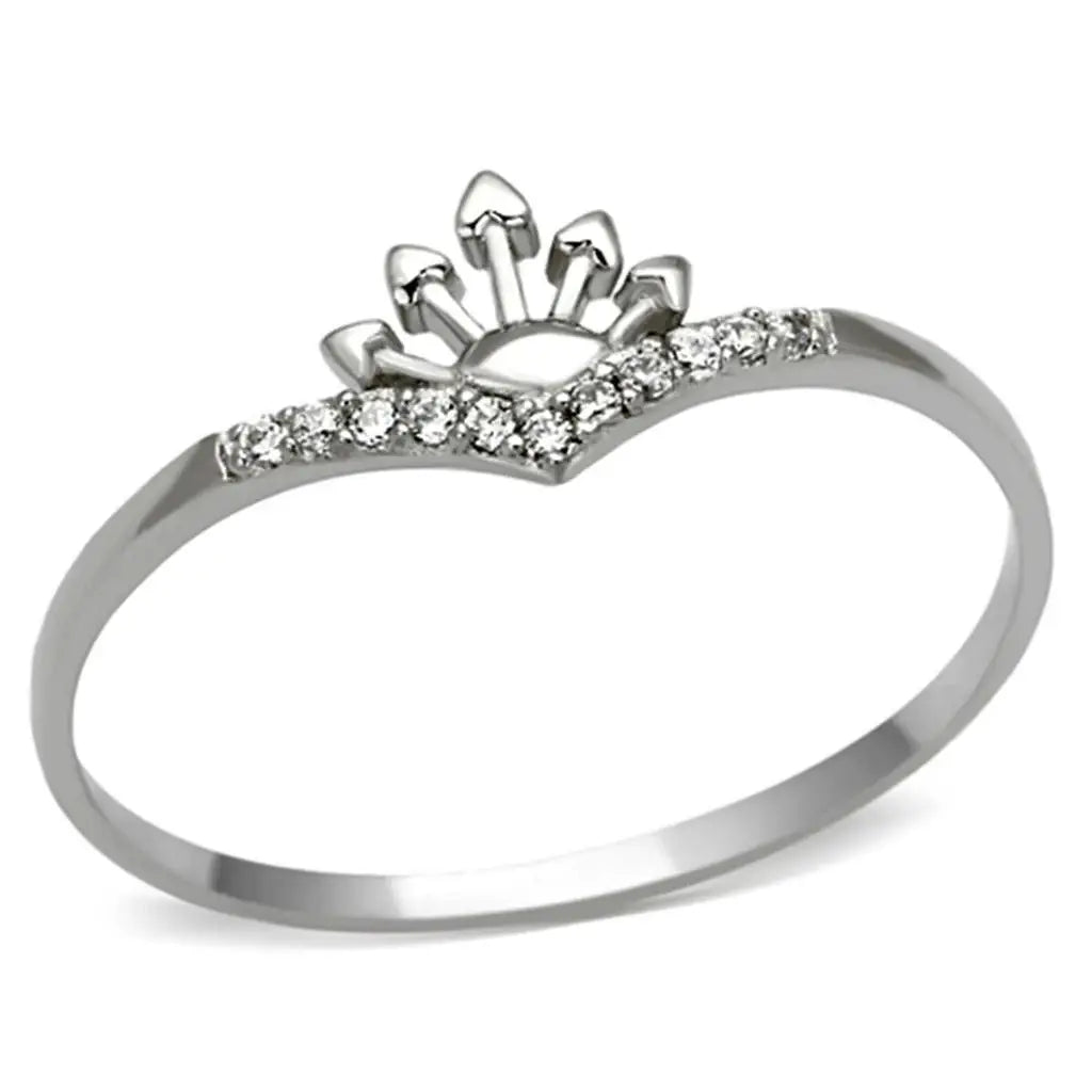 TS120 - Rhodium 925 Sterling Silver Ring with AAA Grade CZ in Clear - Alamode - Flyclothing LLC