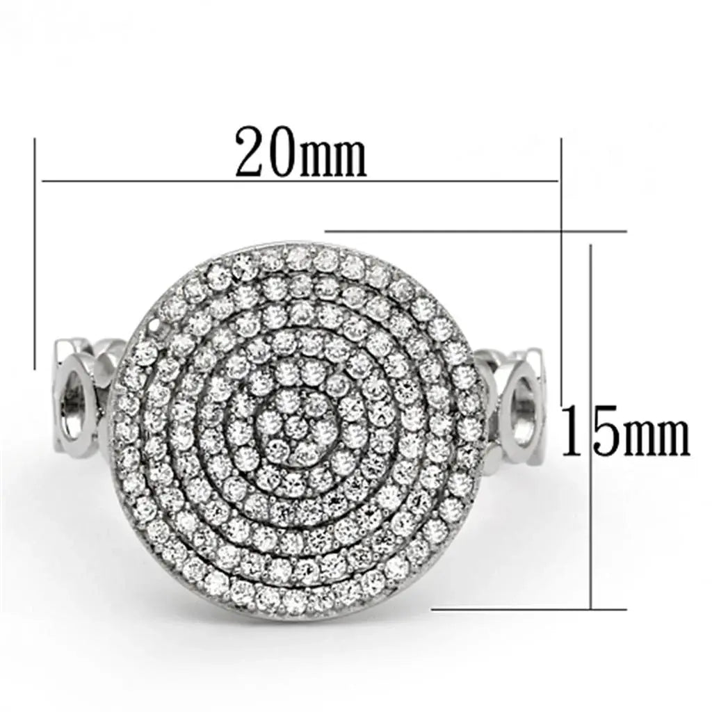 TS121 - Rhodium 925 Sterling Silver Ring with AAA Grade CZ in Clear - Alamode - Flyclothing LLC