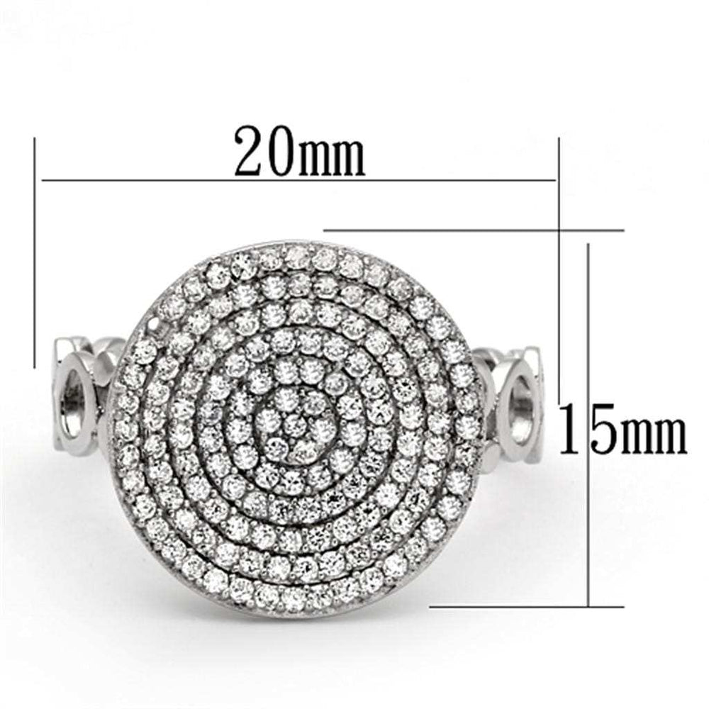 TS121 - Rhodium 925 Sterling Silver Ring with AAA Grade CZ in Clear - Alamode - Flyclothing LLC
