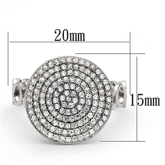 TS121 - Rhodium 925 Sterling Silver Ring with AAA Grade CZ in Clear - Alamode - Flyclothing LLC