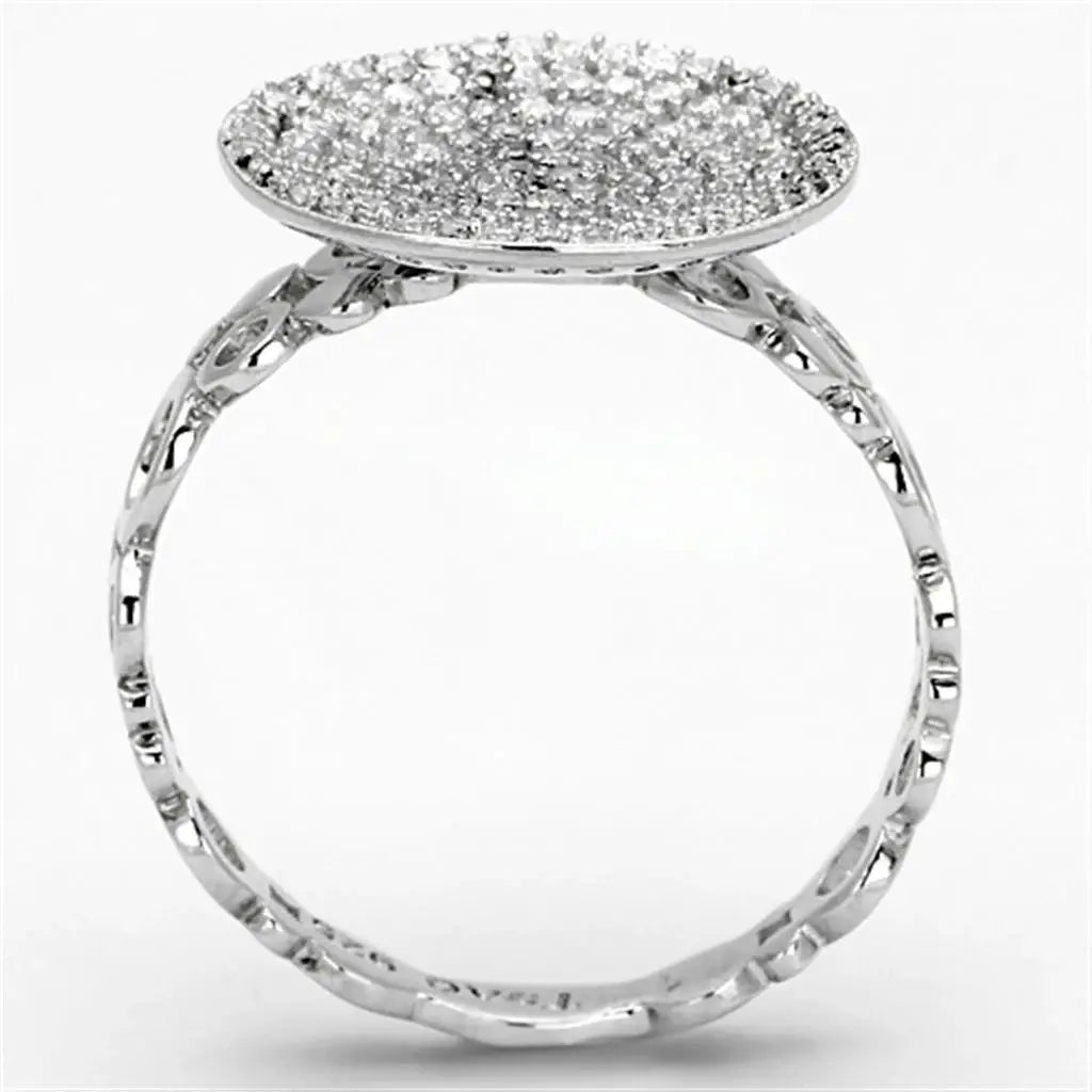 TS121 - Rhodium 925 Sterling Silver Ring with AAA Grade CZ in Clear - Alamode - Flyclothing LLC