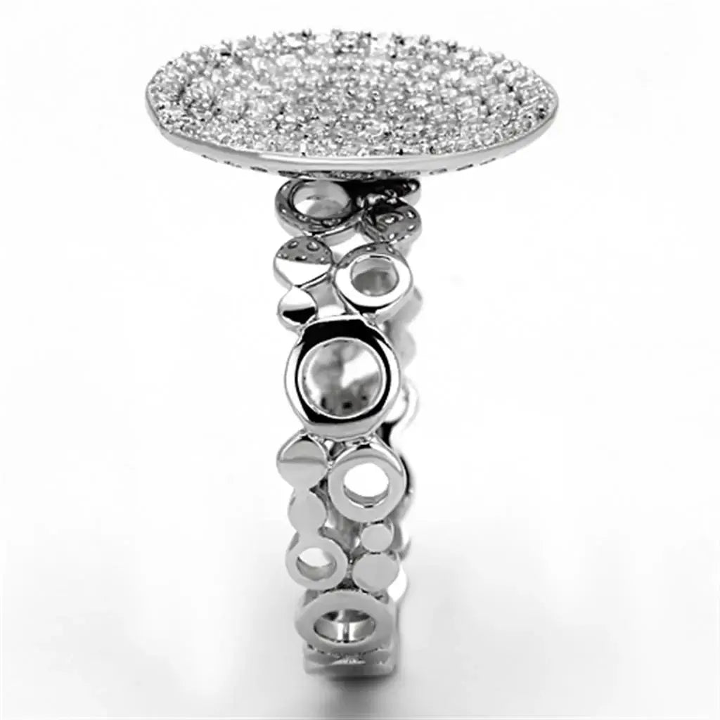 TS121 - Rhodium 925 Sterling Silver Ring with AAA Grade CZ in Clear - Alamode - Flyclothing LLC