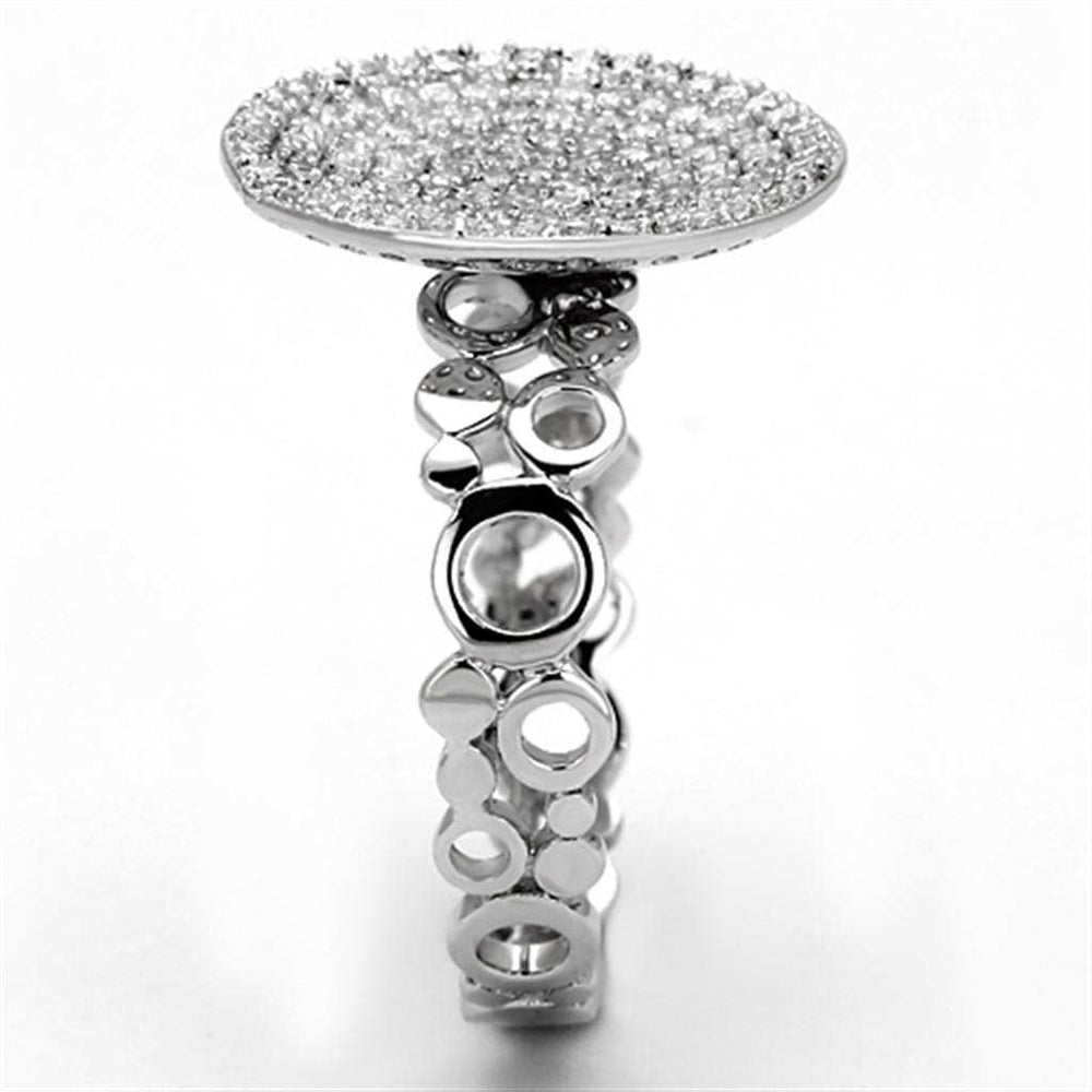 TS121 - Rhodium 925 Sterling Silver Ring with AAA Grade CZ in Clear - Alamode - Flyclothing LLC