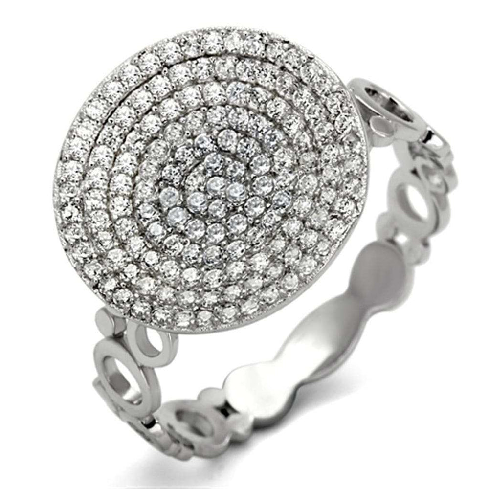 TS121 - Rhodium 925 Sterling Silver Ring with AAA Grade CZ in Clear - Alamode - Flyclothing LLC