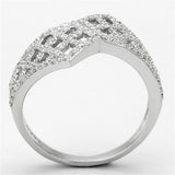 TS122 - Rhodium 925 Sterling Silver Ring with AAA Grade CZ  in Clear - Alamode