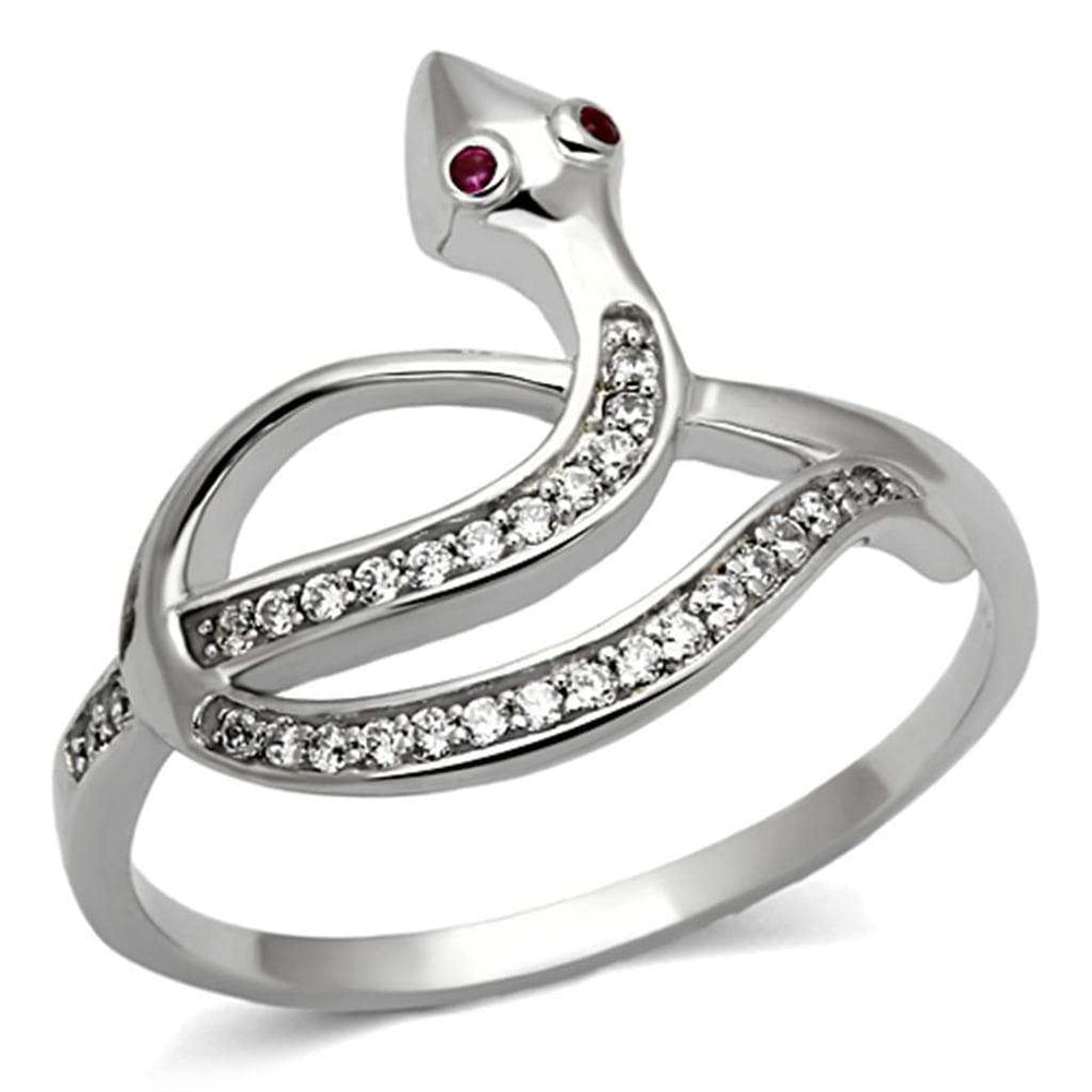 TS123 - Rhodium 925 Sterling Silver Ring with AAA Grade CZ in Ruby - Alamode - Flyclothing LLC
