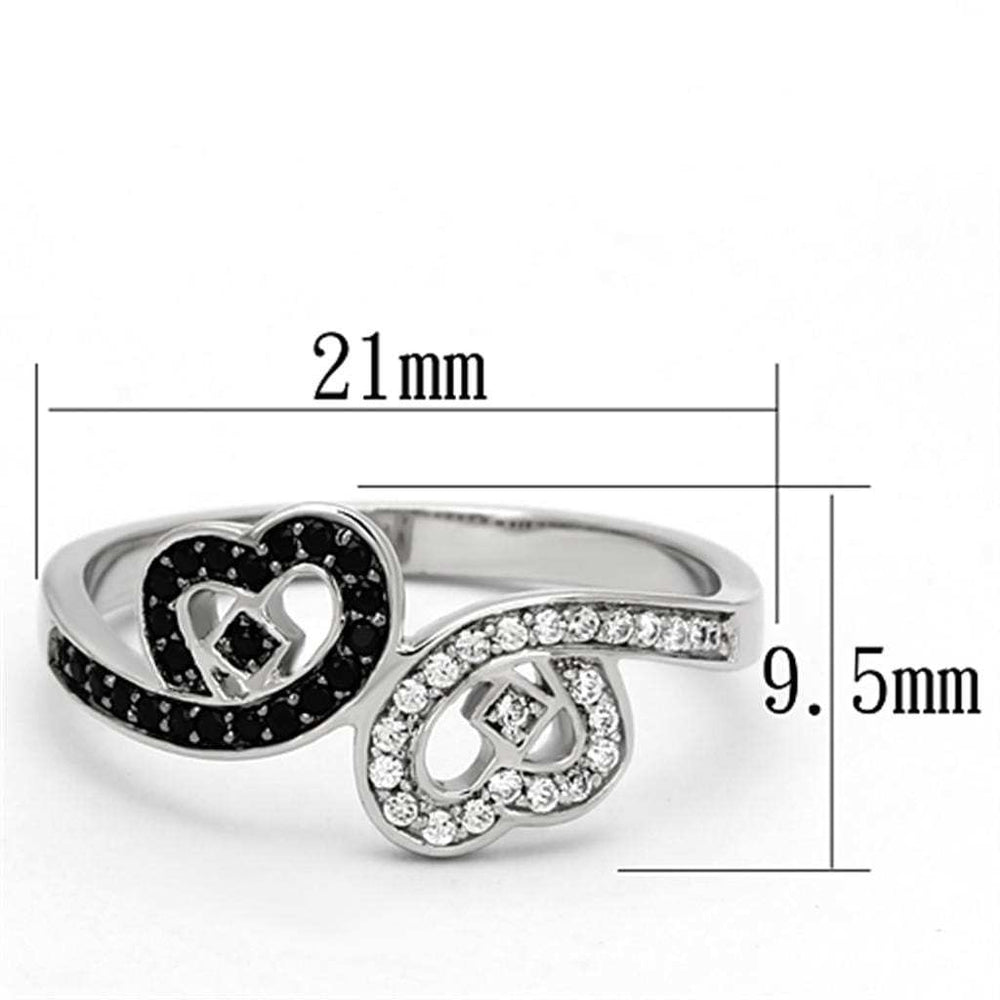 TS125 - Rhodium 925 Sterling Silver Ring with AAA Grade CZ in Black Diamond - Alamode - Flyclothing LLC