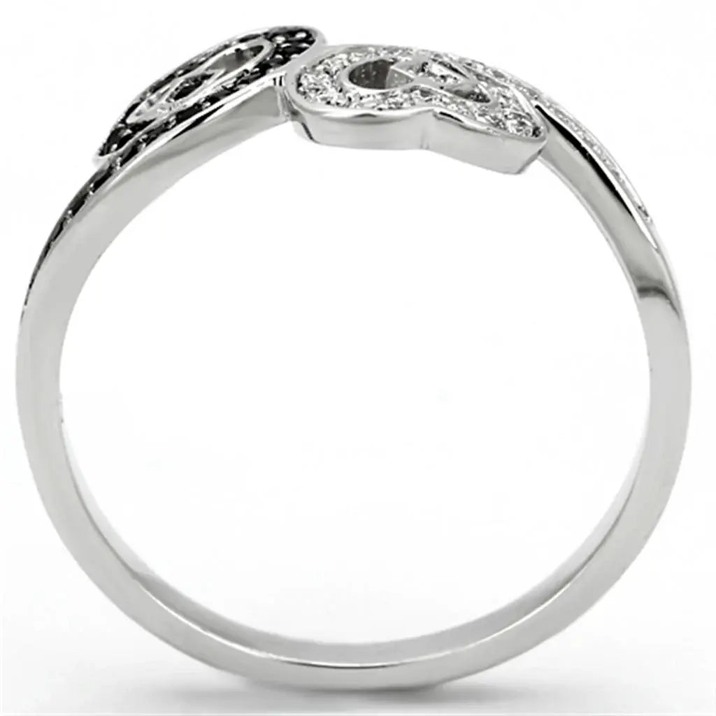 TS125 - Rhodium 925 Sterling Silver Ring with AAA Grade CZ in Black Diamond - Alamode - Flyclothing LLC