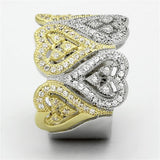 TS126 - Gold+Rhodium 925 Sterling Silver Ring with AAA Grade CZ  in Champagne - Alamode
