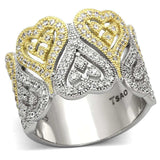 TS126 - Gold+Rhodium 925 Sterling Silver Ring with AAA Grade CZ in Champagne - Alamode - Flyclothing LLC