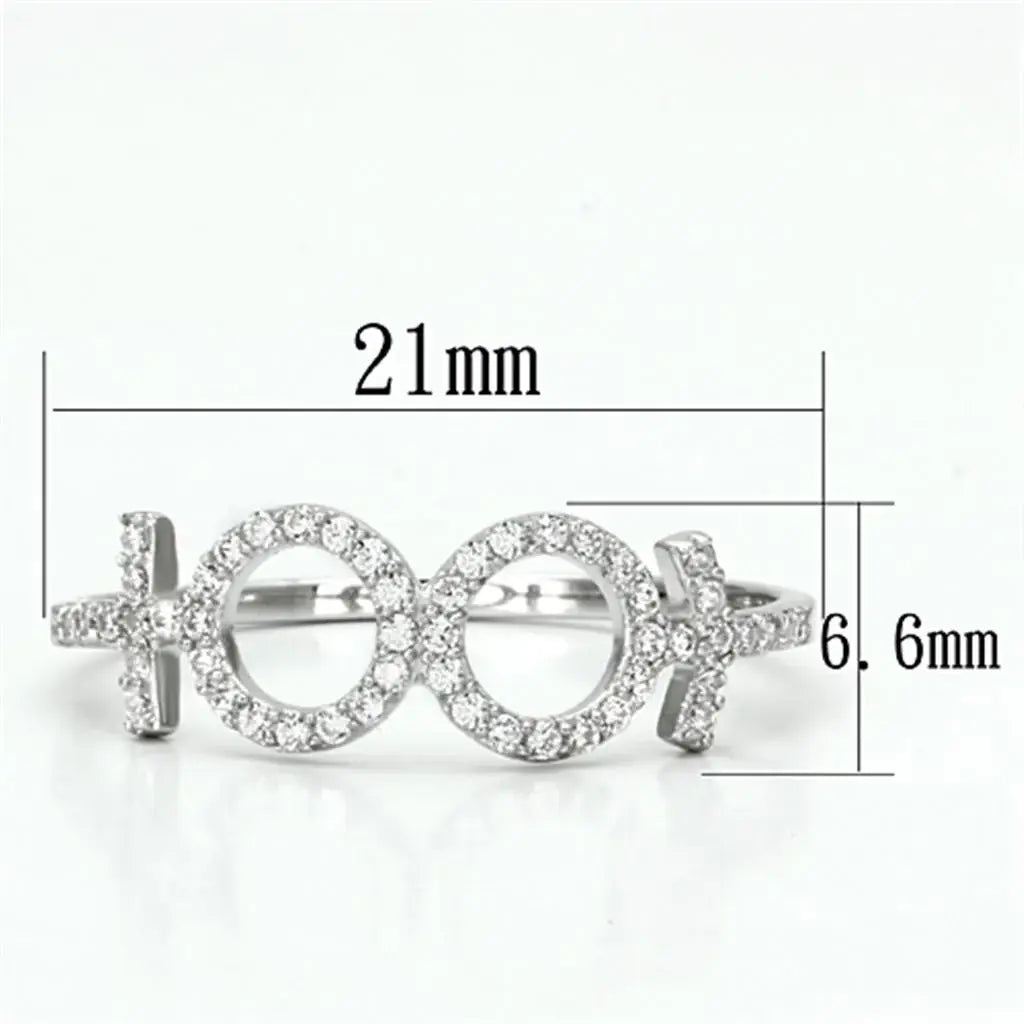 TS129 - Rhodium 925 Sterling Silver Ring with AAA Grade CZ in Clear - Alamode - Flyclothing LLC