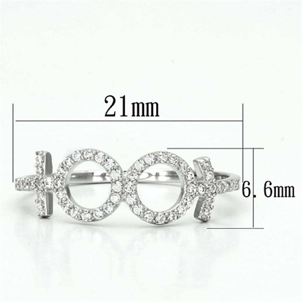 TS129 - Rhodium 925 Sterling Silver Ring with AAA Grade CZ in Clear - Alamode - Flyclothing LLC