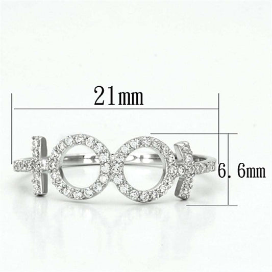 TS129 - Rhodium 925 Sterling Silver Ring with AAA Grade CZ in Clear - Alamode - Flyclothing LLC