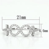 TS129 - Rhodium 925 Sterling Silver Ring with AAA Grade CZ  in Clear - Alamode
