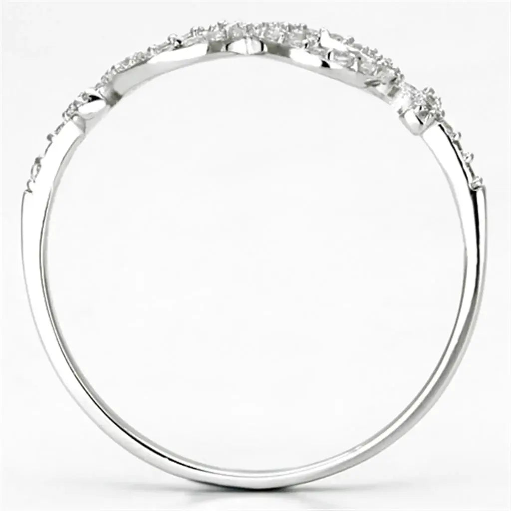 TS129 - Rhodium 925 Sterling Silver Ring with AAA Grade CZ in Clear - Alamode - Flyclothing LLC